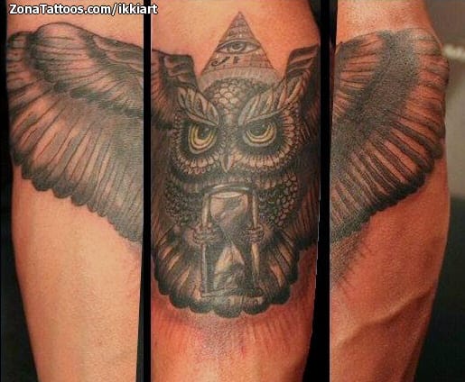 Tattoo photo Owls, Clocks, Cover Up