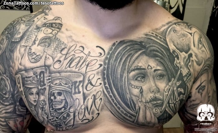 Tattoo of Chicanos, Chest, Faces