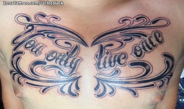 Foto de tatuaje Letras, Filigranas, Pecho