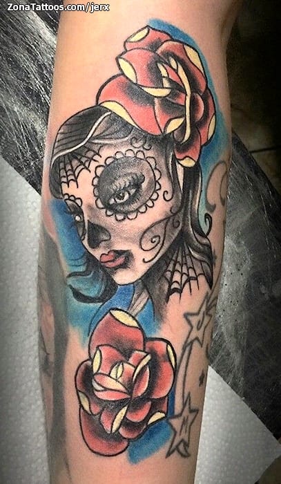 Tattoo photo Catrina, Flowers, Roses