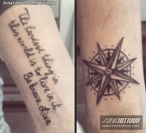 Foto de tatuaje Letras, Rosa de los vientos, Frases