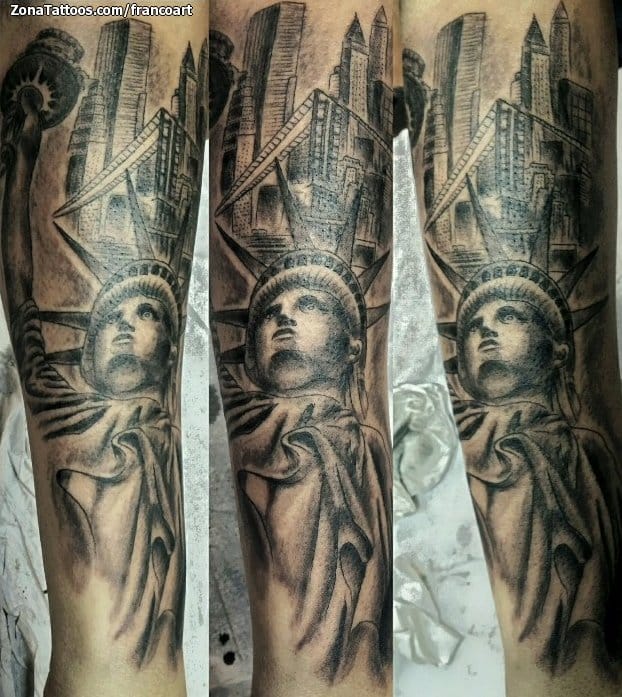 Tattoo photo The Statue of Liberty, Buildings