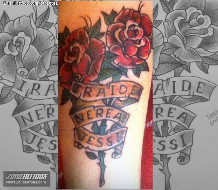 Tattoo photo Roses, Old School, Flowers