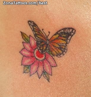 Tattoo photo Butterflies, Insects, Flowers