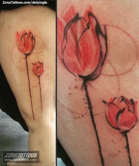 Foto de tatuaje Flores, Tulipanes, Círculos