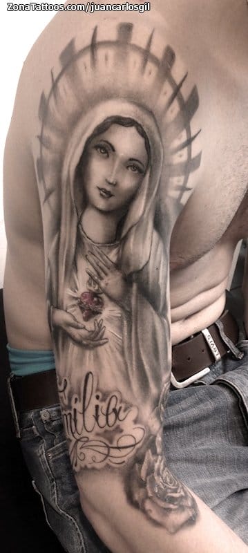 Tattoo photo Religious, Virgins, Arm