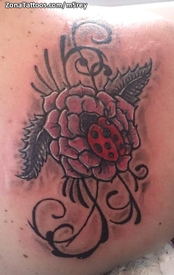 Tattoo photo Flowers, Ladybugs, Insects