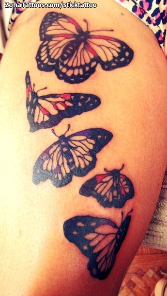 Foto de tatuaje Mariposas, Muslo, Insectos