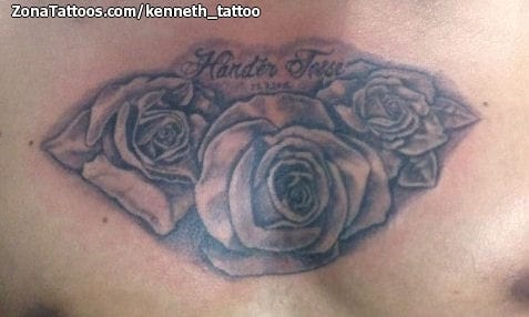 Tattoo photo Roses, Flowers, Chest