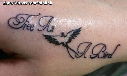 Foto de tatuaje Aves, Letras, Animales