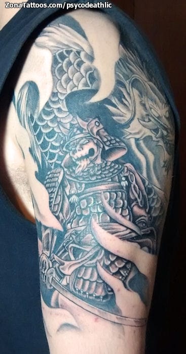 Tattoo photo Samurai, Asian, Dragons