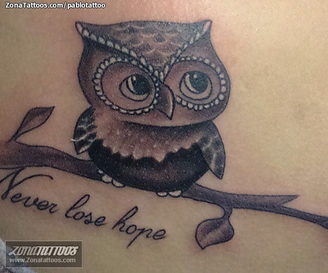 Foto de tatuaje Búhos, Aves, Animales