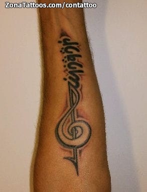 Tattoo photo Musical notes, Forearm