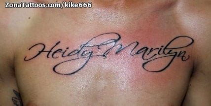 Tattoo photo Names, Letters, Chest