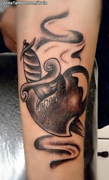 genie lamp with smoke tattoo