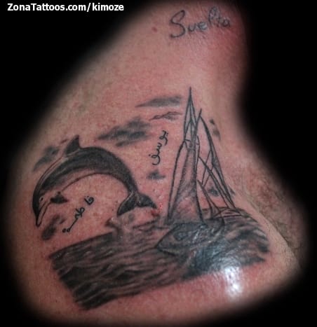 Tattoo photo Dolphins, Boats, Animals