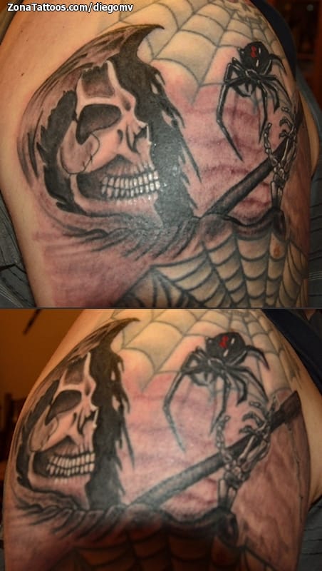 Tattoo photo Grim Reapers, Skulls, Spiders