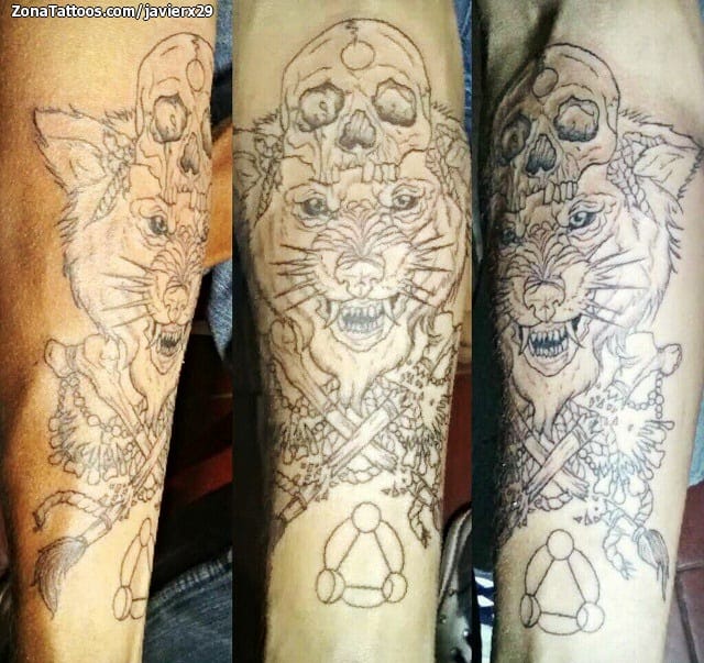 Foto de tatuaje Lobos, Calaveras, Animales