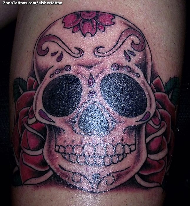 Foto de tatuaje Sugar Skull, Rosas