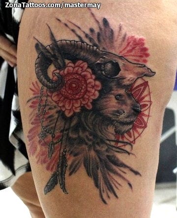 Foto de tatuaje Leones, Cabras, Esqueletos