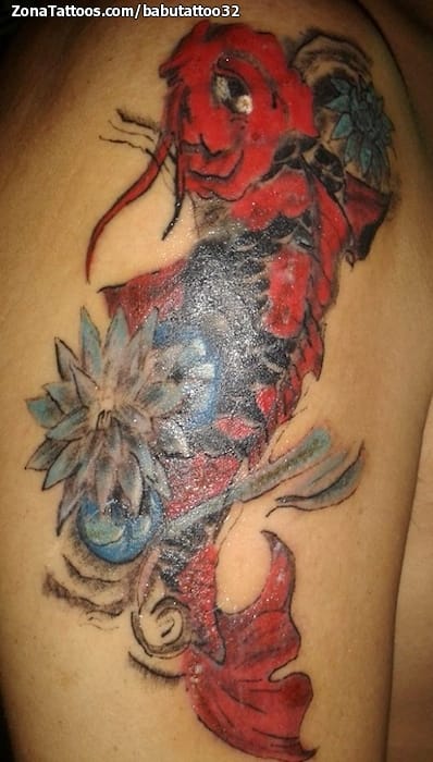 Foto de tatuaje Cover Up, Peces, Koi