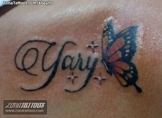 Tattoo photo Letters, Butterflies, Insects