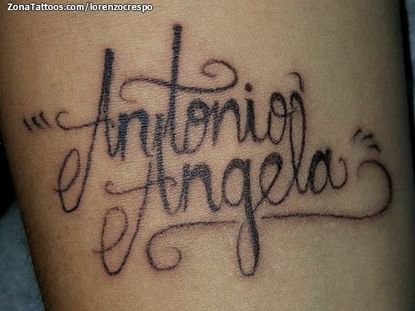 Tattoo photo Antonio, Ángela, Letters