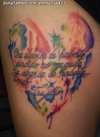 Foto de tatuaje Corazones, Acuarela, Frases