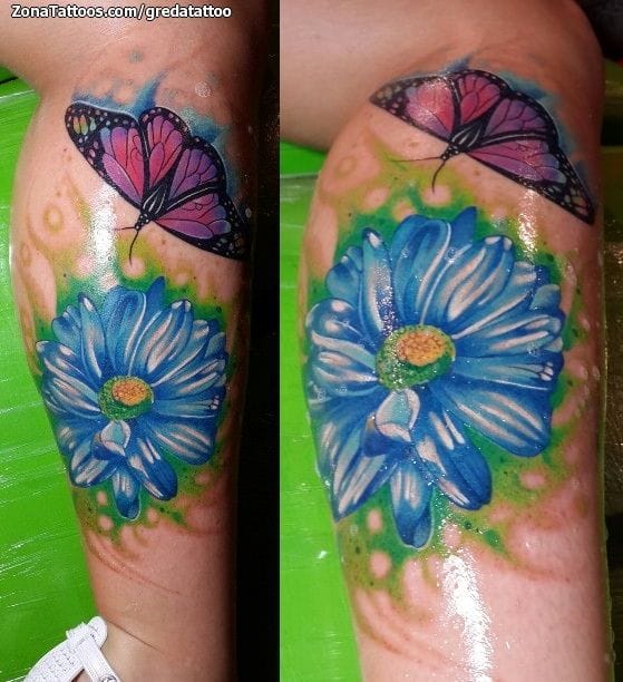 Foto de tatuaje Mariposas, Flores, Insectos