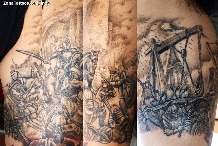 medieval battle scene tattoo