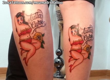 Tattoo photo Pin-ups, Calf, Old School