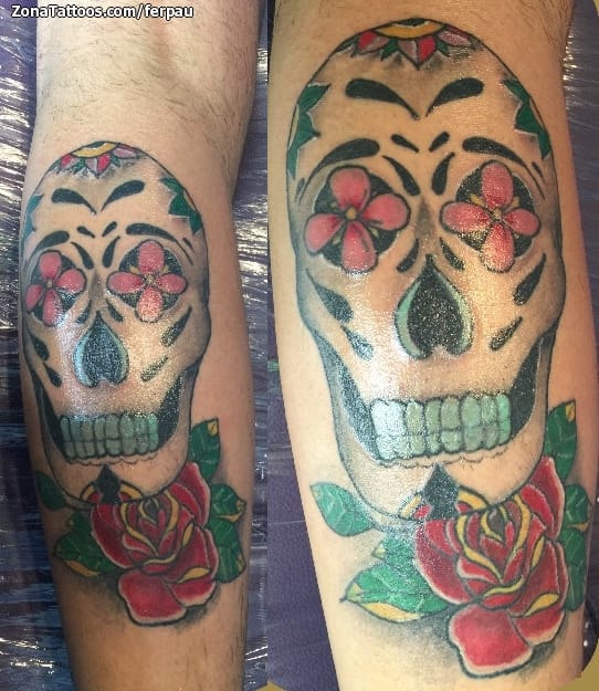 Tattoo Of Sugar Skull Roses 