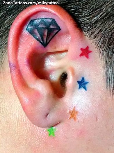 Foto de tatuaje Diamantes, Estrellas, Oreja