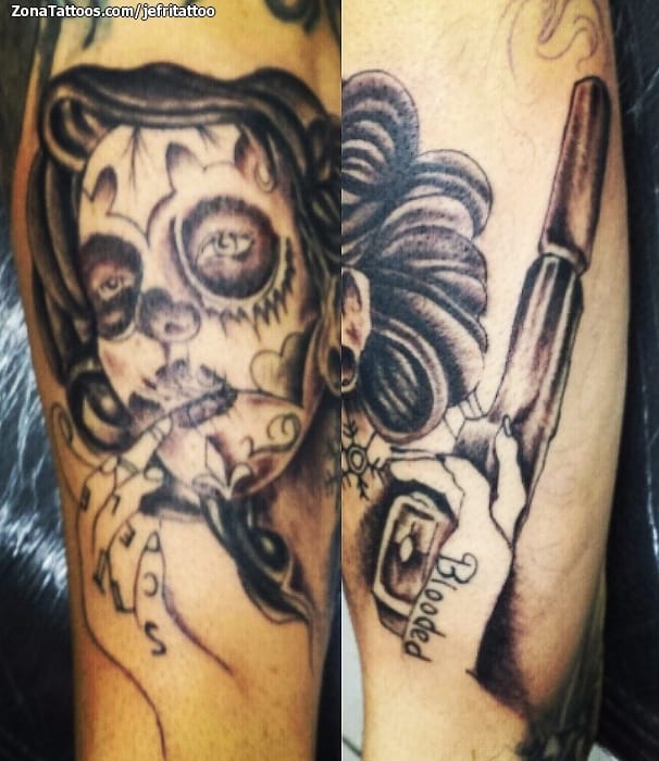 Tattoo photo Catrina, Weapons, Guns