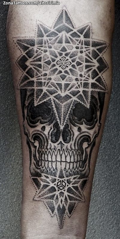 Tattoo photo Skulls, Mandalas, Pointillism