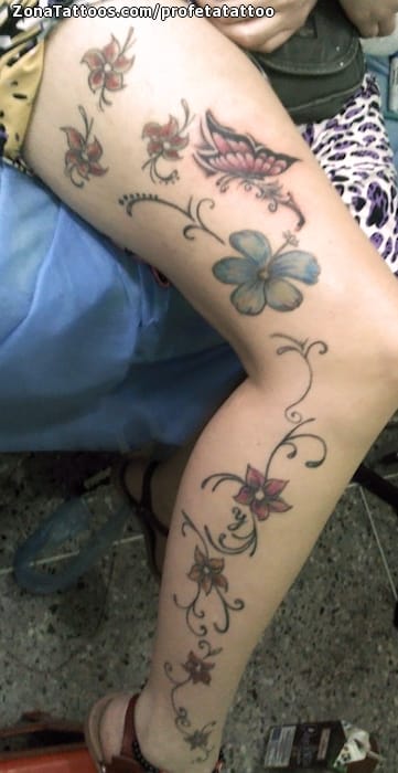 Foto de tatuaje Flores, Mariposas, Filigranas