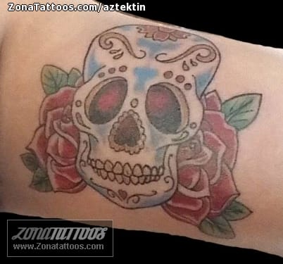 Foto de tatuaje Flores, Rosas, Sugar Skull