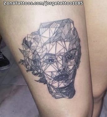 Tattoo photo Faces, Geometrics, Thigh