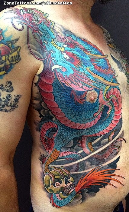 Tattoo photo Dragons, Asian, Chest