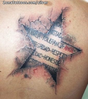 Tattoo photo Stars, Letters, Cracks