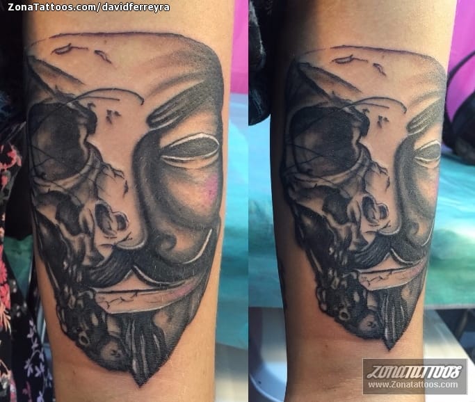 Tattoo photo V for Vendetta, Masks, Skulls