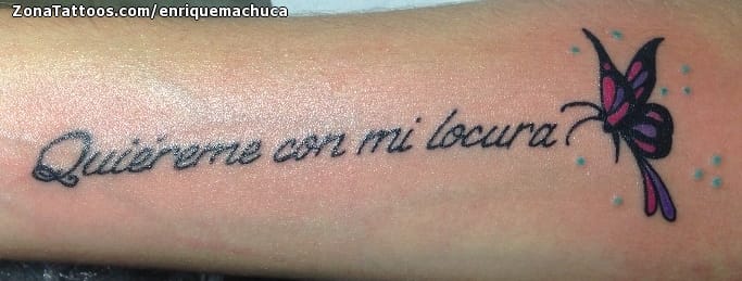 Foto de tatuaje Frases, Letras, Mariposas