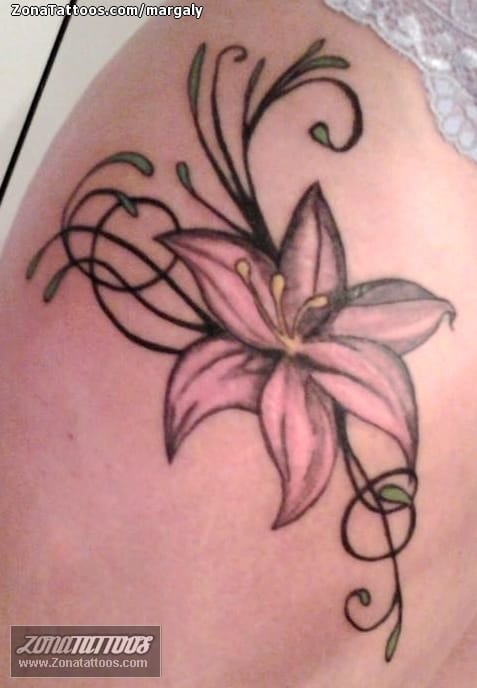 Tattoo photo Flowers, Lilies, Thigh