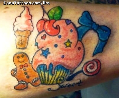 Tattoo photo Cupcakes, Ice cream, Ribbons