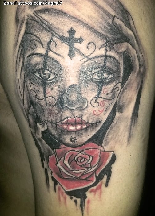 Foto de tatuaje Catrinas, Rosas, Flores