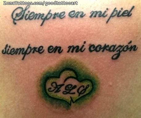 Tatuaje de Corazones, Frases, Letras