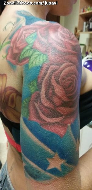 Foto de tatuaje Rosas, Flores, Estrellas