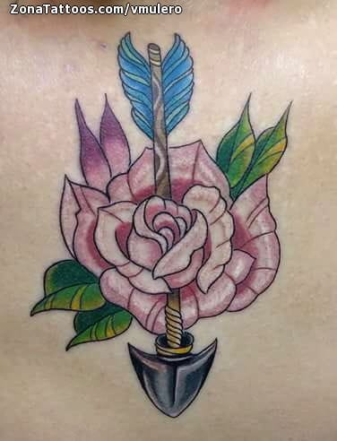 Foto de tatuaje Rosas, Flores, Flechas