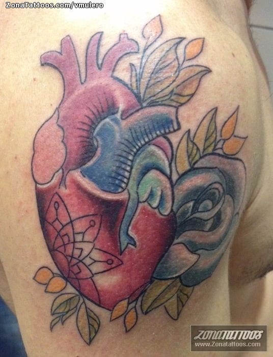 Foto de tatuaje Corazones, Mándalas, Flores