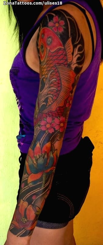 Tattoo photo Sleeves, Asian, Koi